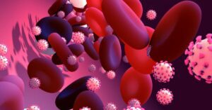 blood cells circulating with covid virus