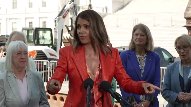 Halle Berry on captiol hill discussing a new bill to increase menopause education and funding.