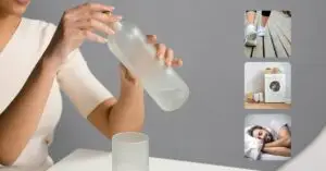 Woman drinking out of glass bottle and three other simple tips for vibrant health